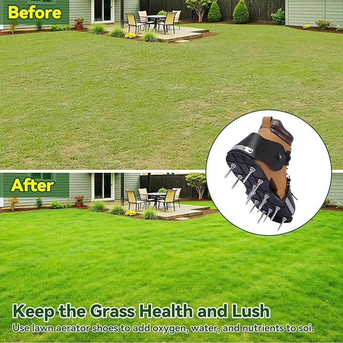 HFH Lawn Aerator Shoes for Grass，Aeration Shoes for Lawn，Spike Shoes for Lawn Aerating (Shoelace)
