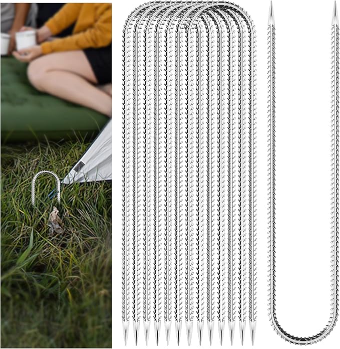 30 Pieces Trampoline Stakes Anchors High Wind Heavy Duty,U Shaped Garden Hooks Stakes for Ground,Trampoline Tie Downs Anchor Kit,Bounce Horseshoe House Stake,Rebar Camping Tent Stakes,12 Inch Long