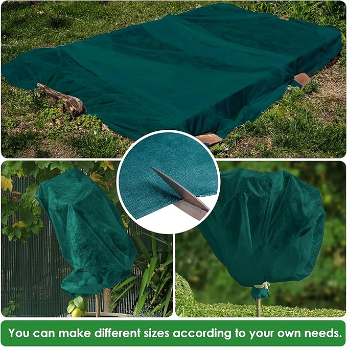 32.8 x 9.8 Ft Thicken Plant Covers Freeze Protection- Darkgreen Warm Winter Frost Cloth Blanket- Garden Fabric Plant Floating Row Cover Protecting Plants from Freezing Animal Eating, Anti -7.6℉ (-20℃)