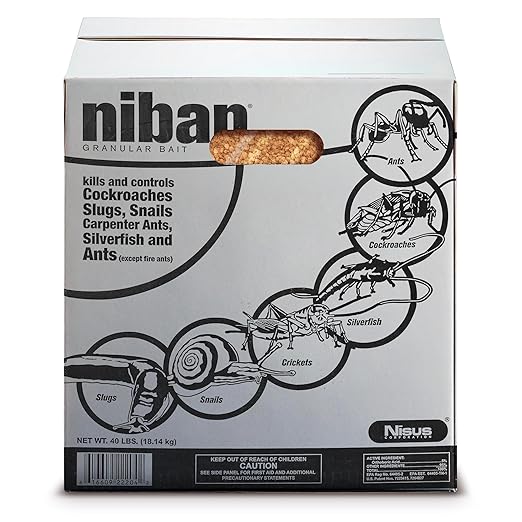 Nisus Niban Granular Bait, Weather-Resistant, Boric Acid Formula, Ants, Roaches, Crickets, Slugs & Snails, Indoor/Outdoor Use, 40 lbs