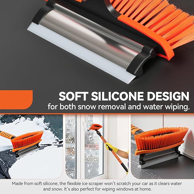 43.3" Snow Brush and Ice Scrapers for Car Windshield Extendable Detachable Snow Removal Tool for Trucks SUVS with Ergonomic Foam Grip