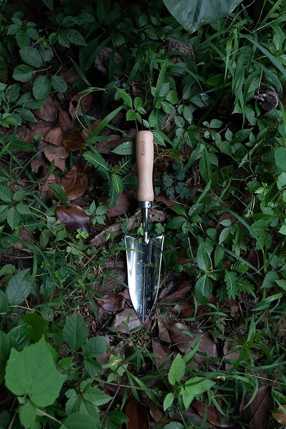 Rooty Gardening Hand Trowel with Stainless Steel, Wooden Handle, Perfect for Transplanting, Weeding, Digging, Planting/Rust Resistant