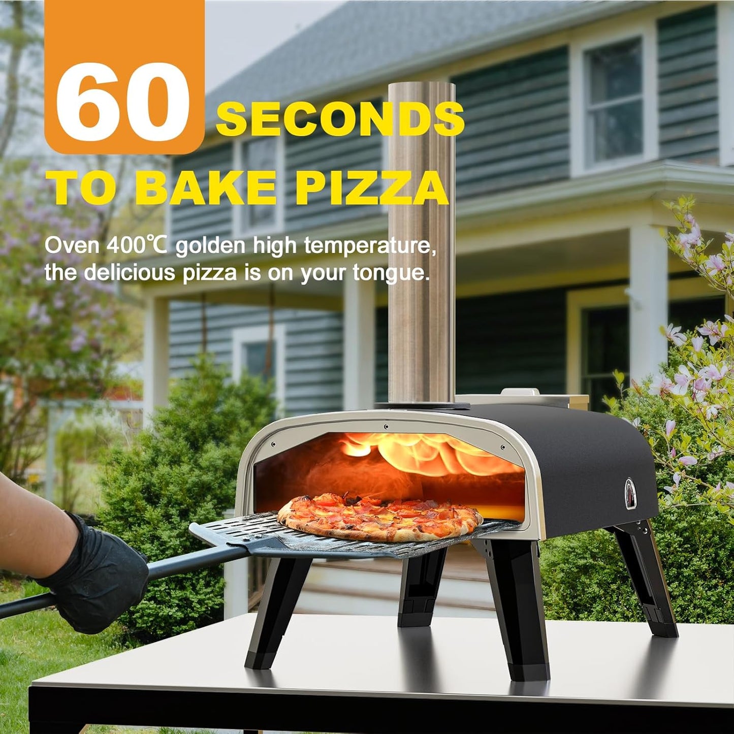 Pizza Oven Outdoor 12" Wood Fired Pizza Ovens Pellet Pizza Stove for outside, Portable Stainless Steel Pizza Oven for Backyard Pizza Oven