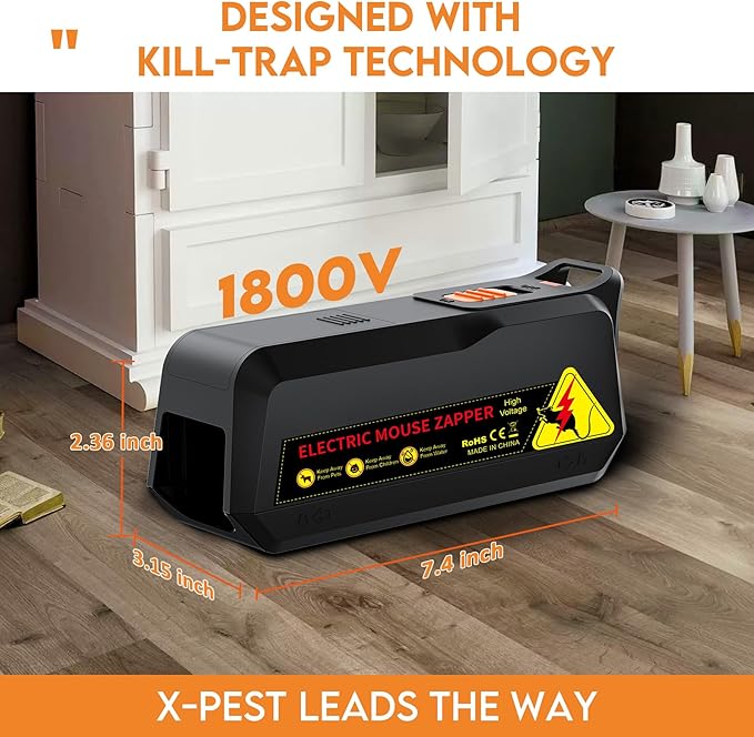 X-PEST Electronic Mouse Trap 2 Pack – Electric Mouse Trap Zapper for Indoor & Outdoor Use, Reusable Rodent Trap, No Touch No See, Effective Mice & Mouse Control