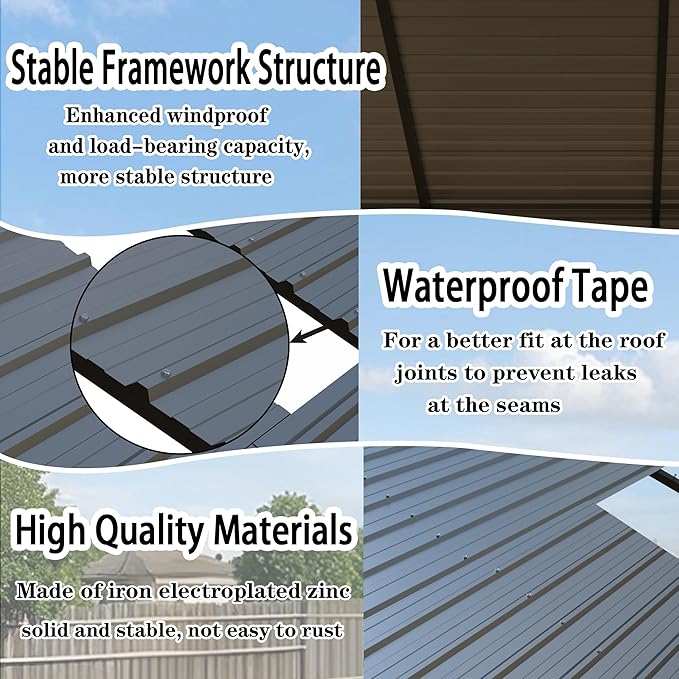 Heavy Duty Metal Carport 20x20 ft Galvanized Steel Carport Shelter for 2 Car Extra Large Canopy for Dual Vehicle, RV Boat Storage All Weather Protection Garage Party Tent (20X20FT)