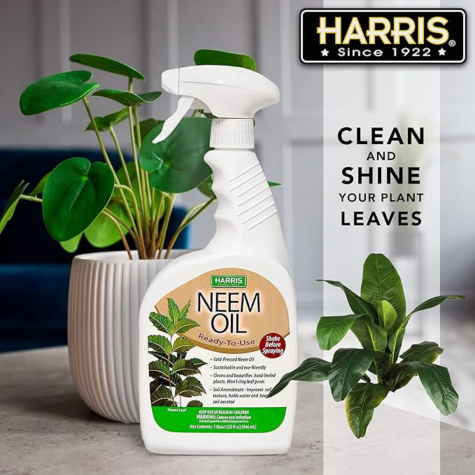HARRIS Neem Oil Spray for Indoor and Outdoor Plants, Cold Pressed Ready to Use, 20oz