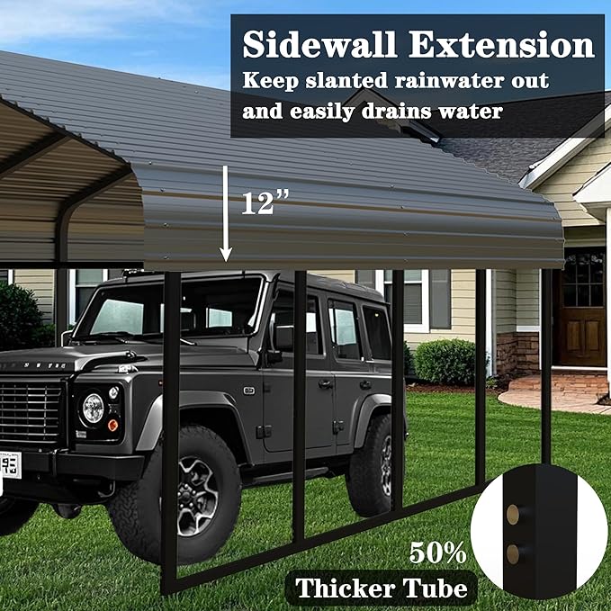 Heavy Duty Metal Carport 20x20 ft Galvanized Steel Frame RV Carport Storage All Weather Shelter Easy Assembly for 2 Car Extra Large Canopy for Dual Vehicle Boat Protection Garage Party Tent