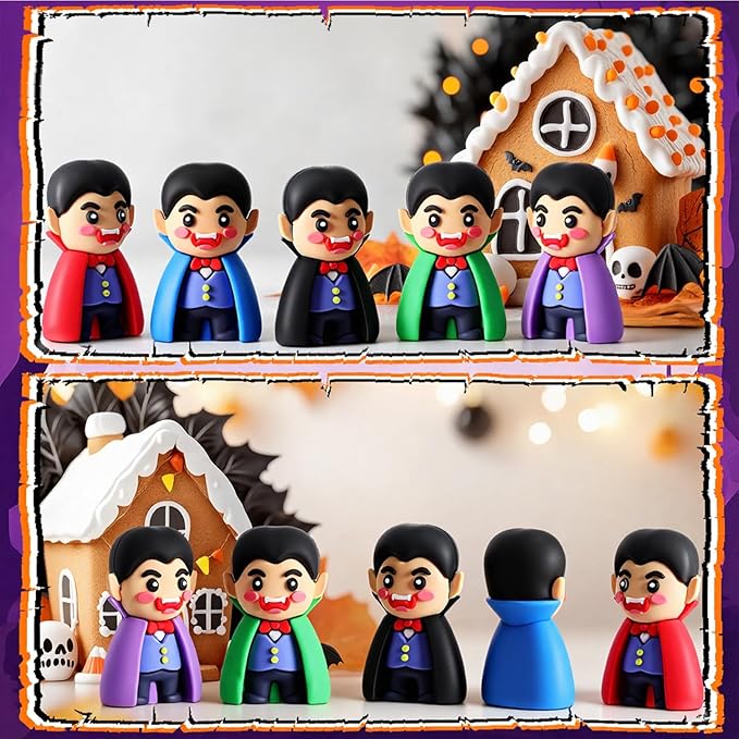 25 Pcs Mini Vampire Figurines Bulk Halloween Vampire Figures Miniatures Decorations Party Favors for Spooky Party Trick or Treating Goodies Bag Fillers DIY Craft