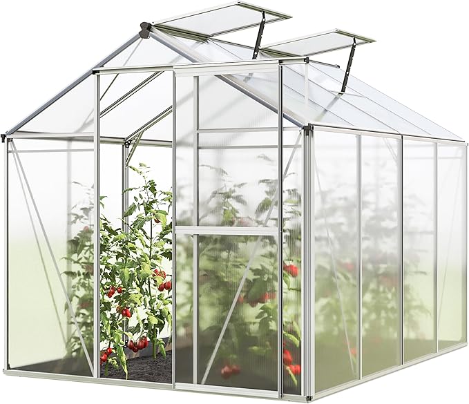 Greenhouse Jasmin 4 Aluminum Frame - 6.3 x 8.4 ft Approx. 6 mm Polycarbonate Panels