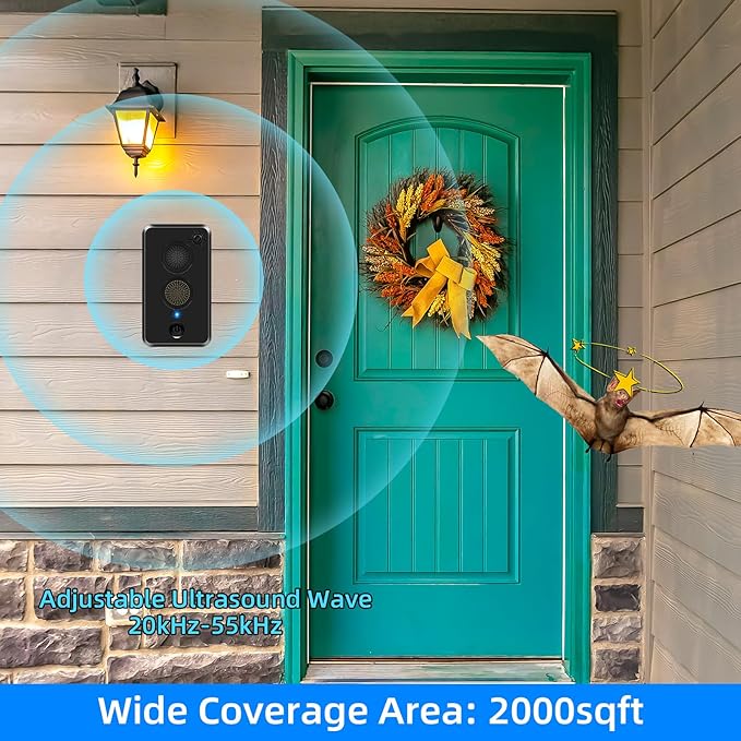 2025 4Pack Ultrasonic Bat Repellent Outdoor for Attic,Electronic Bat Deterrent Devices Outdoor Getting Rid of Bats,Rechargeable Batss Repeller Ultrasonic Indoor to Keep Bats Away from Porch