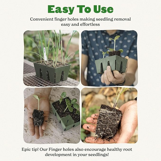 Epic Gardening Reusable Seed Starter Tray - 6 Cell/120 Seedling Starter Trays - Easy Watering, Indoor Greenhouse, Plant Starter, Gardener-Friendly for Seedlings | UV-Treated & BPA-Free - Sage Green