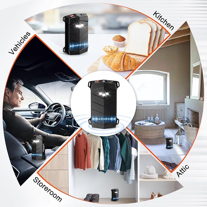 2 Pack Battery Powered Ultrasonic Rodent Repeller for Car Engines – Under Hood Mouse Deterrent for Cars, Garages, Basements, and Warehouses