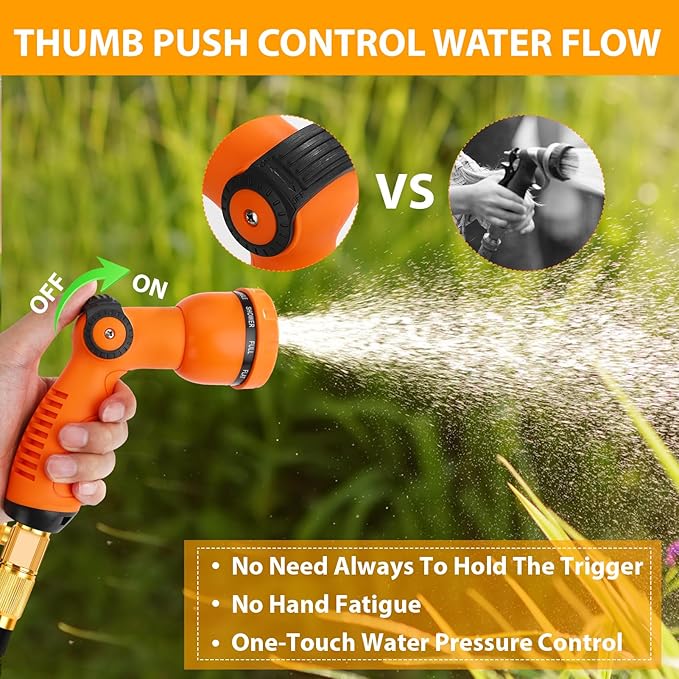 Water Hose Spray Nozzle - Garden Hose Nozzle with 10 Spray Patterns.Thumb Switch Design for Easy Water Flow Control, Upgraded Hose Sprayer Nozzle for Watering Plants,Lawn,Pet Bathing and Cleaning