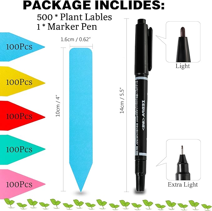 Plant Labels 500Pcs 4 Inch Plastic Plant Name Tags for Seedlings Garden Labels Markers Nursery Plant Tags Seed Labels for Outdoor Garden Plant Label Stakes with Permanet Marking Pen (Mix-Color)