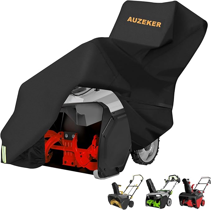 Snow Blower Cover, 900D Snowblower Covers Oxford Fabric Waterproof, Outdoor Snow Thrower Cover Heavy Duty, Universal Size Fits Single and Two Stage Snow Blowers, Water, Wind, UV-Black