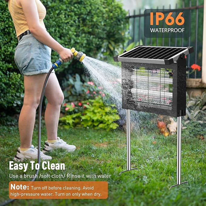 Solar Bug Zapper, 4500V IP66 Waterproof Outdoor Portable Rechargeable Electric Mosquito Killer for Camping, Patio, Garden Mosquito Zapper for Outdoor Use