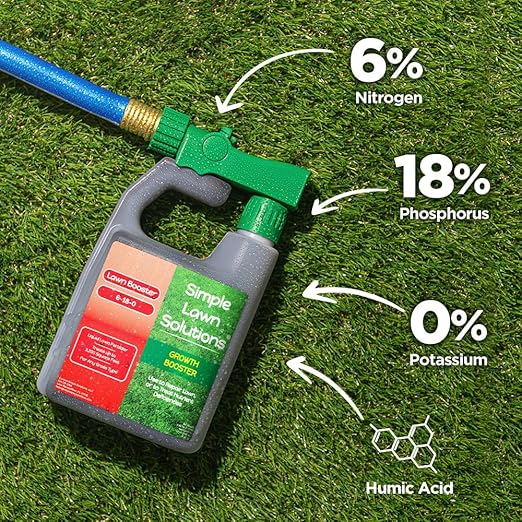 Extreme Grass Growth Lawn Booster- Liquid Spray Concentrated Starter Fertilizer with Humic Acid- Any Grass Type- Simple Lawn Solutions (32 oz. w/Sprayer)