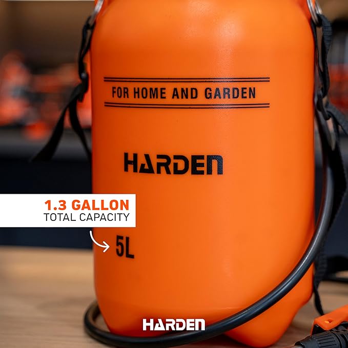 1 Gallon Pump Sprayer - Garden & Lawn Care for Weeds Stainless Steel Rod & Brass Nozzle - 1.3 Gallon Total Capacity