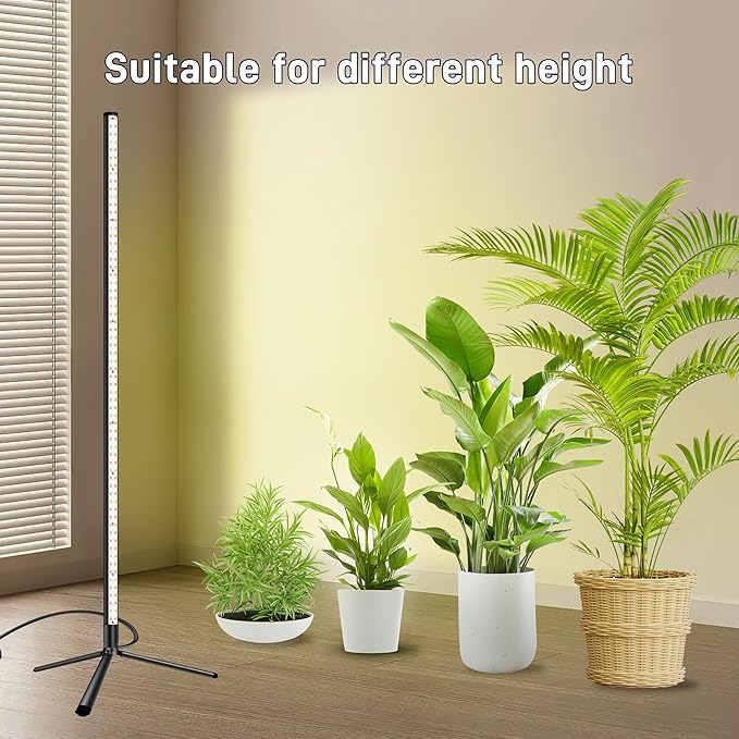 T8 LED Standing Grow Light for Indoor Plants, 4FT 42W Full Spectrum Plant Light with 243 LEDs, Wide Coverage, Foot-Operated Switch, Floor Grow Lamp with Adjustable Tripod Stand