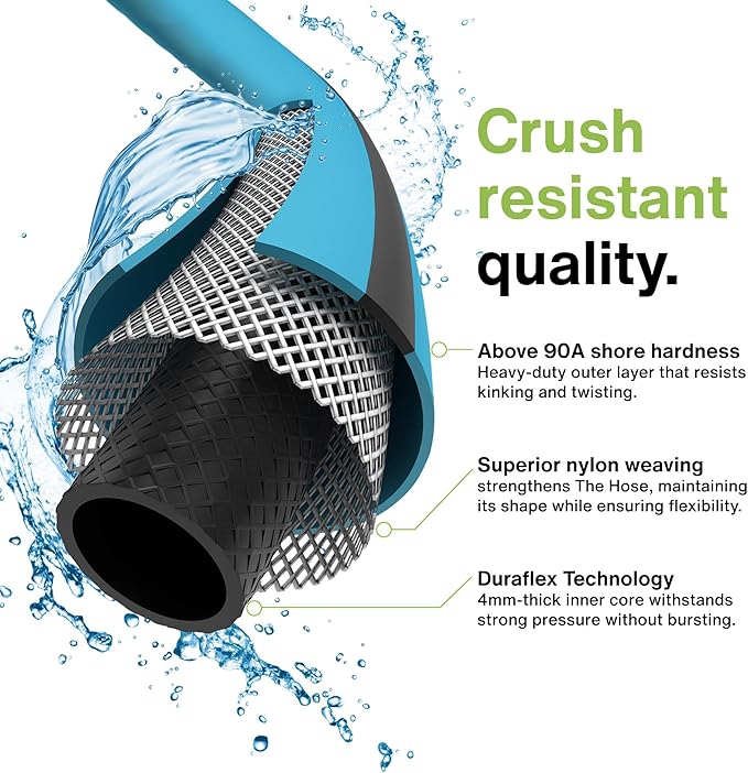 Aeromixer THE HOSE - 1 Inch Garden Hose 100 Ft, Includes Adapters 3/4 Spigots, Kinkless Commercial Garden Hoses, Heavy Duty Water Hoses for Outdoors, 650 PSI High-Pressure Watering Tool