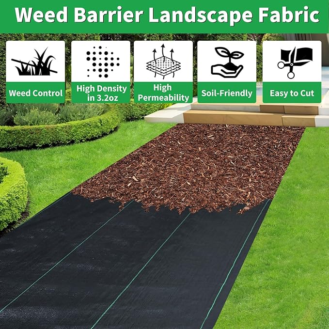 3ftx300ft Garden Landscape Fabric Weed Barrier Fabric Heavy Duty,Weed Blocker Fabric, Geotextile Fabric Under Gravel,Garden Tarp to Prevent Weeds, Landscaping Fabric, Driveway Fabric