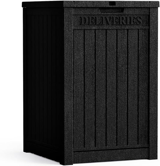 55GAL Black Outdoor Deck Box with Lock - SGS - Certified UV Protection, Weatherproof for All - Season Use, Great for Storing Tools and Small Items, Easy to Assemble