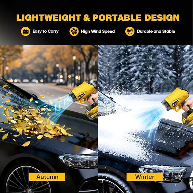 GEVEELIFE 2025 Upgraded Leaf Blower Cordless-800000 RPM Turbo Jet Blower with 2×5.0Ah Batteries & Fast Charger，Handheld Blower for Patio,Leaves, Lawn, Yard, Dust,Snow,Car Cleaning