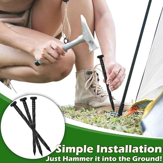 Gardzen 100 pcs Landscape Edging Anchoring Spikes, 6 inches Yard Lawn Paver Edging Stakes for Weed Barrier, Garden Fence, Artificial Turf