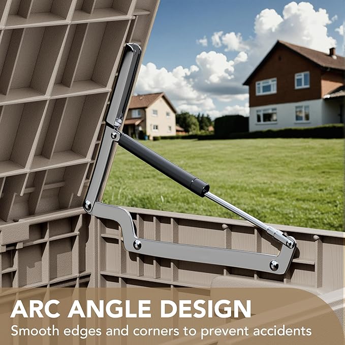 Devoko 85 Gallon Deck Box Lockable Resin Outdoor Storage Box waterproof Outdoor Container for Patio Furniture Cushions, Pillow (Light Brown)