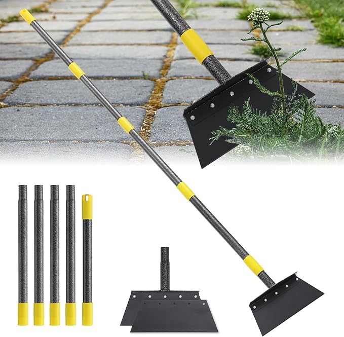 Separate Manual Weeder,Detachable Garden Flat Shovel Scraper, 2 Spades,60 Inch Long Multifunctional Garden Cleaning Shovel, Heavy Duty Floor Scraper,Metal Weeding Scraper for Edging, Snow Ice Removal