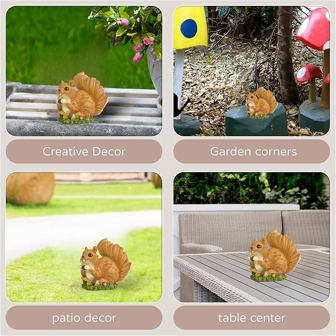 5" Squirrel with Pinecone Statue – Polyresin Figurine for Home & Garden – Whimsical Indoor/Outdoor Decoration on Grass Base