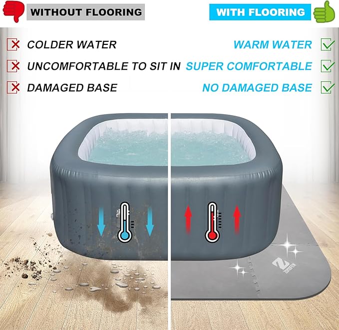 1/2" Thickness 85IN Hot Tub Mat for Inflatable Tub,Hot Tub Pad Foundation, Upgraded Thickened Eva Foam Padding for Outdoor Hot Tubs (Square-Shaped)