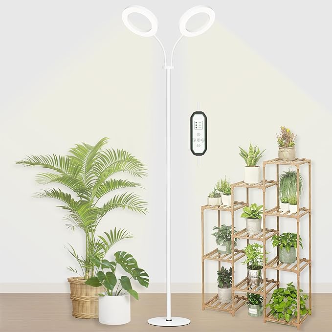 Grow Light for Indoor Plants, Full Spectrum LED Halo Plant Lights with Stand, Floor Standing Growing Lamp with Adjustable Height,Auto Timer for Tall Large Plant