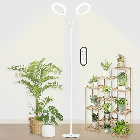 Grow Light for Indoor Plants, Full Spectrum LED Halo Plant Lights with Stand, Floor Standing Growing Lamp with Adjustable Height,Auto Timer for Tall Large Plant