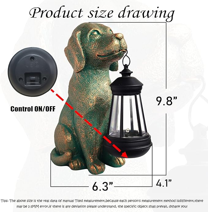 Dog Garden Statues with Solar Lantern Outdoor Decor-Dog Solar Figurines Lights Decorations for Patio Yard Lawn Ornaments-Gifts for Birthday Easter Housewarming