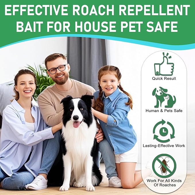 32 Pack Cockroach Gel Bait, Effective Cockroach Repellent and Gel for Quick Elimination of Indoor Roach Nests, Get Rid of Roaches Permanently Indoor Outdoor, Long-Lasting