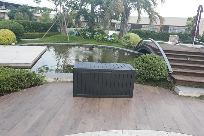 BTEXPERT 75 Gallon Outdoor Storage Container Deck Box for Patio Furniture Garden Tools Cushions Sports Equipment Waterproof Lockable Stainless Steel insert UV Resistant