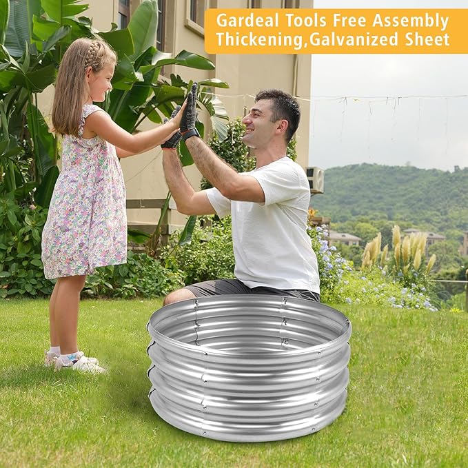 Garden Galvanized Raised Garden Bed Kit - Metal Planter Boxes for Vegetables/Herbs/Flowers, Heavy-Duty Steel Outdoor Garden Box with Reinforced Edges(2X2X1FT)