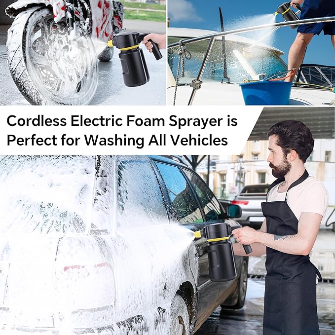 Electric Car Foam Sprayer 2L Cannon Sprayer Cordless Battery Powered Foam Gun Car Wash Sprayer 4500Mah USB C Recahgeable Sprayer