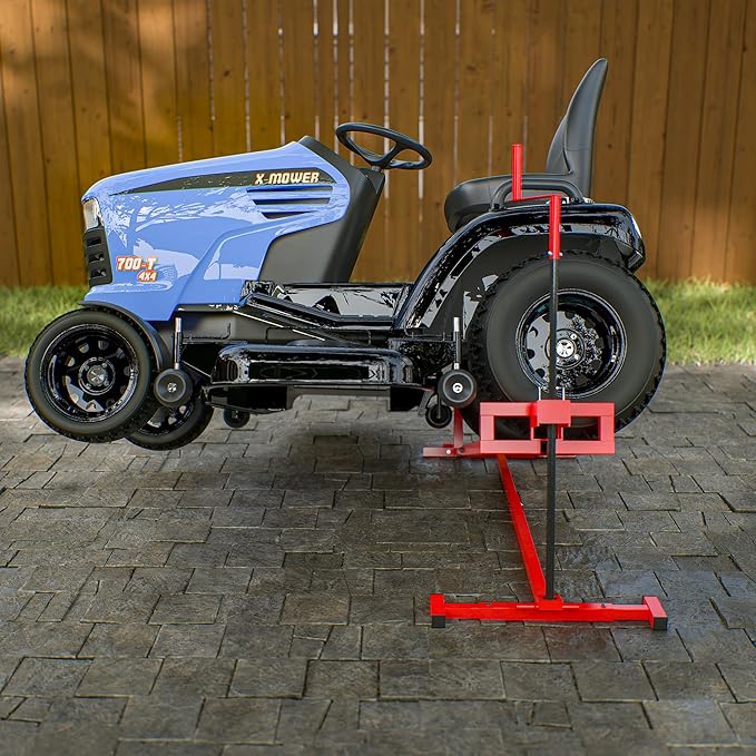 Ride-On Lawn Mower Jack Lift - Telescopic Maintenance Jack for Garden Tractors and Riding Lawn Mowers, 880 lbs Weight Capacity, Manual and Power Tool Handles Included