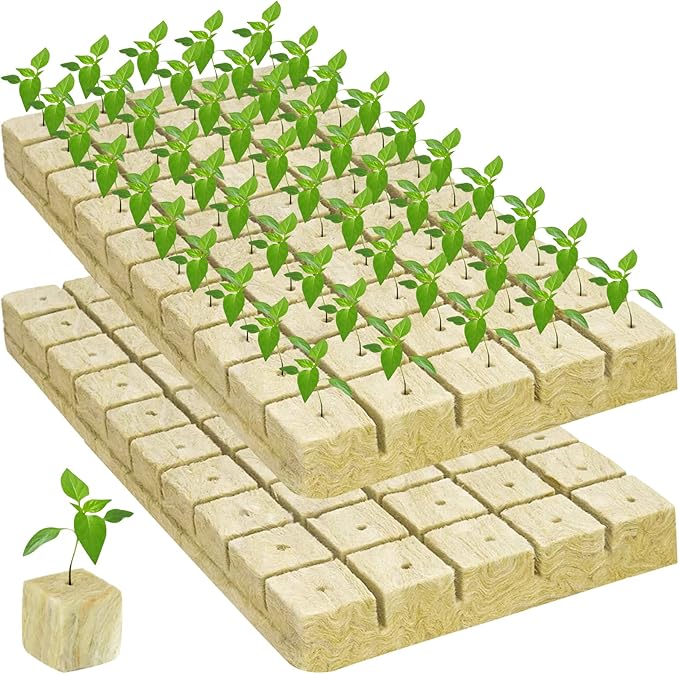 Legigo 1 Inch Rockwool Cubes Seed Starter Plugs for Hydroponics, RockWool Planting Grow Cubes for Hydroponic Tower Garden Soilless Cultivation Plants Germination Cutting Clone (2 Sheet, 100 Plugs)