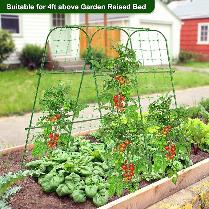 Garden Cucumber Trellis for Climbing Plants Outdoor, 48x48inch U-Shape Arch Trellis for Garden Raised Bed, Plant Support for Grape Vine Tomato Vegetable Pea Bean, Green