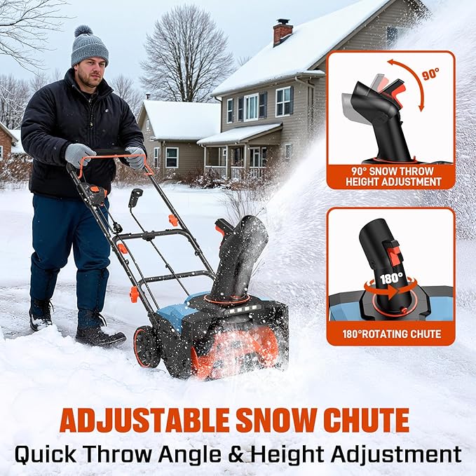 SENIX Electric Snow Blower,18 Inch Snow Thrower, Corded Snow Blower with 8-Inch Clearing Depth, 500lbs/min, 33ft Max Throw Distance, 15Amp 1700 Watt Motor, 4 LED Lights (STE14-M)