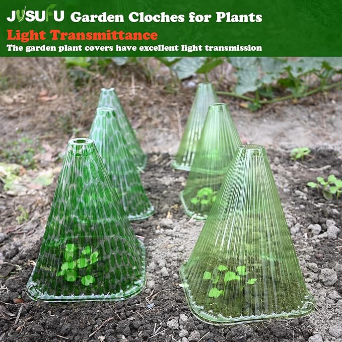 Pack 40 Garden Cloches for Plants, Reusable Bell Plant Cover, Plant Covers Protectors from Animals Snails/Birds/Chickens/Insect(Diameter: 7.7" Height: 9")