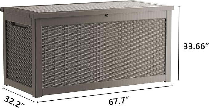 320GAL Brown High - End Wicker - Textured Outdoor Deck Box with Lock Hole - Waterproof, SGS - Certified UV Protection, Exquisite Storage for Luxury Patio Decor and Premium Outdoor Cushions