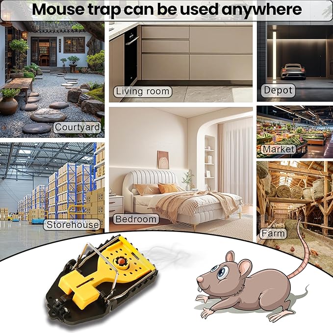 Mouse Traps - Rat Trap Quick Effectively Best Mousetrap [2025 Update] Mousetraps Used Indoor & Outdoor Reusable Mouse Traps, Snap Traps for Mice Traps Used Anywhere 9set(2L+6s+1*Clip)
