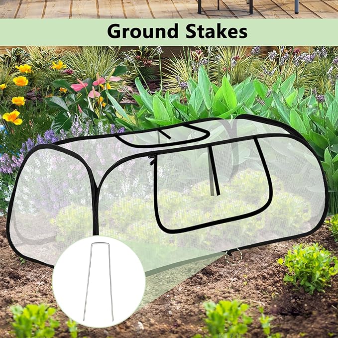 45*22*16" Plant Covers Freeze Protection with Two Air Hole and Breathable Mesh for Raised Beds, Accelerator Plants Cover, Mini Greenhouse Cover, Frost Cover for Plant Vegetable Seedling Protector 2PCS