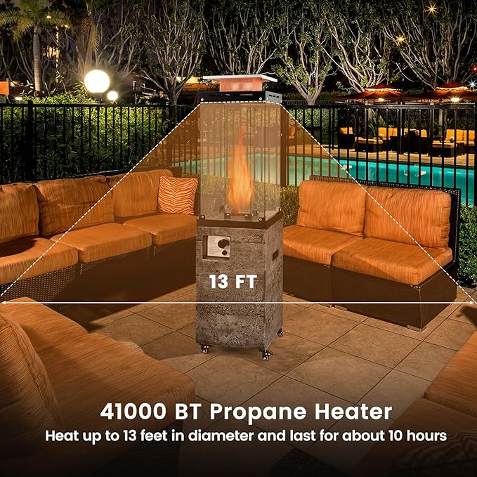 Giantex 41,000 BTU Outdoor Heaters for Patio - Propane Patio Heater, Outside Space Heater with Protective Cover, Wheels & Adjustable Feet, CSA Certification, Portable Gas Heater for Garden, Yard (Mix Gray)