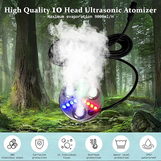 Ultrasonic Fogger 3 Head Ultrasonic Mist Maker,1500ml/H，80W Mist Maker Fogger,3 Head Ultrasonic Fogger Mist Maker,3 Head Ultrasonic Mist Maker fogger Ultrasonic Mister Fogger 3 Head Fogger