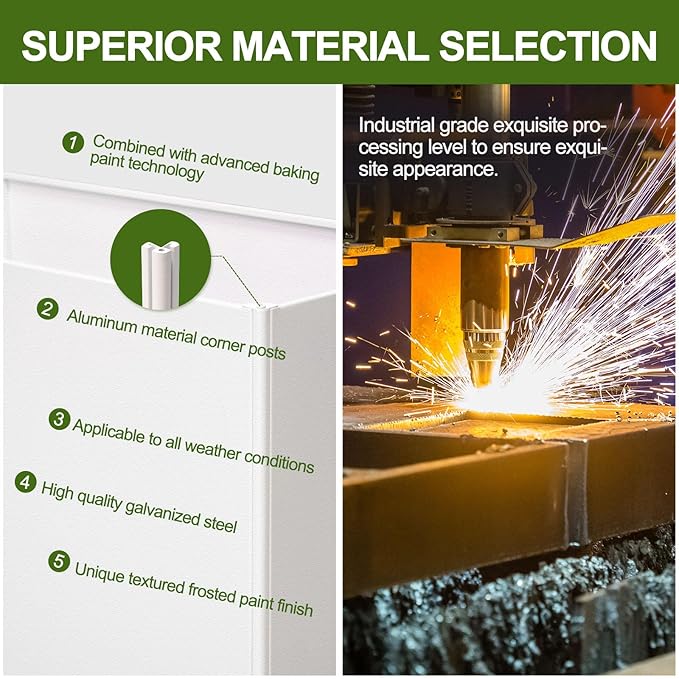 4 Pack Planter Box Rectangular Block - 24×16×12IN Galvanized Steel Long Box Planter Easy Installation Modern Outdoor Tall Planters All-Weather Use with Drainage Holes for Patio/Porch(White)